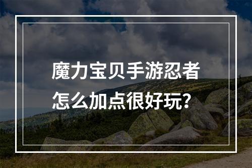 魔力宝贝手游忍者怎么加点很好玩？