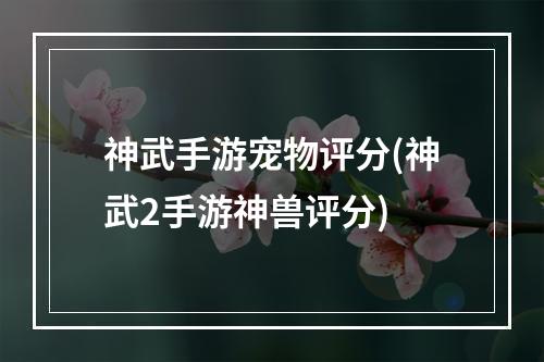 神武手游宠物评分(神武2手游神兽评分)