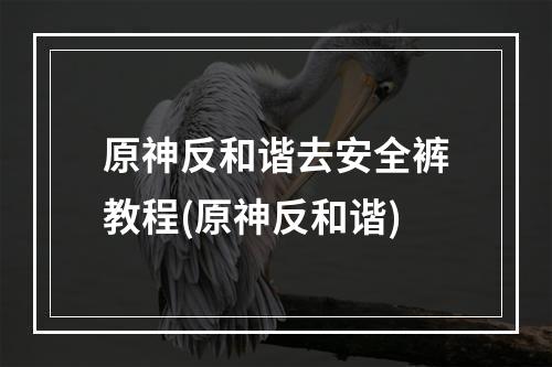 原神反和谐去安全裤教程(原神反和谐)