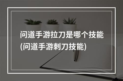 问道手游拉刀是哪个技能(问道手游刺刀技能)