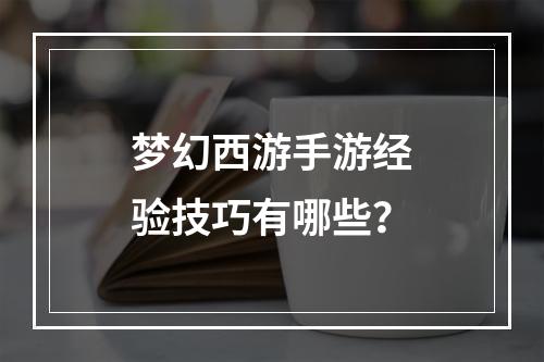 梦幻西游手游经验技巧有哪些？