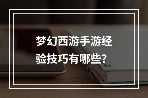 梦幻西游手游经验技巧有哪些？