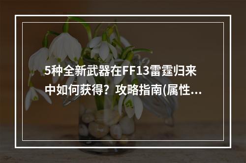 5种全新武器在FF13雷霆归来中如何获得？攻略指南(属性分析)