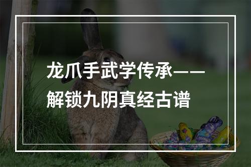 龙爪手武学传承——解锁九阴真经古谱