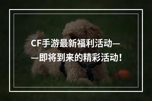 CF手游最新福利活动——即将到来的精彩活动！