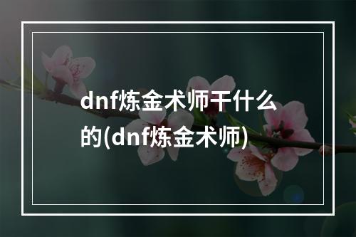 dnf炼金术师干什么的(dnf炼金术师)