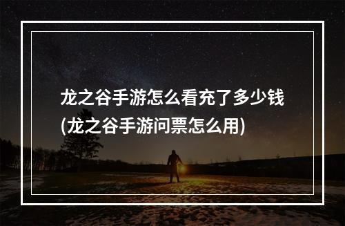 龙之谷手游怎么看充了多少钱(龙之谷手游问票怎么用)