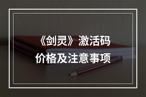 《剑灵》激活码价格及注意事项