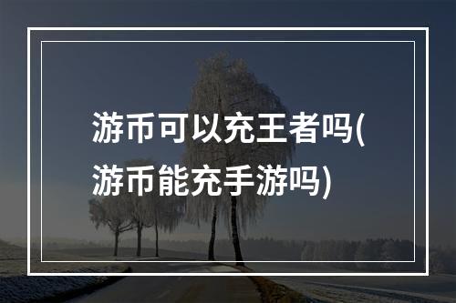 游币可以充王者吗(游币能充手游吗)