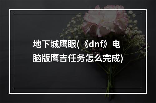 地下城鹰眼(《dnf》电脑版鹰吉任务怎么完成)