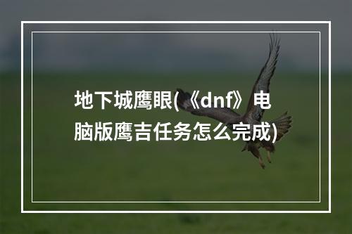 地下城鹰眼(《dnf》电脑版鹰吉任务怎么完成)