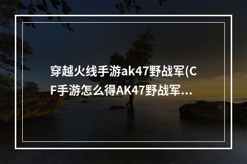 穿越火线手游ak47野战军(CF手游怎么得AK47野战军)