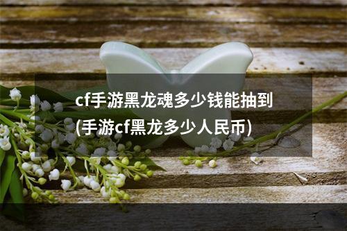 cf手游黑龙魂多少钱能抽到(手游cf黑龙多少人民币)