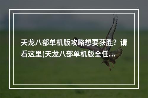 天龙八部单机版攻略想要获胜？请看这里(天龙八部单机版全任务攻略)