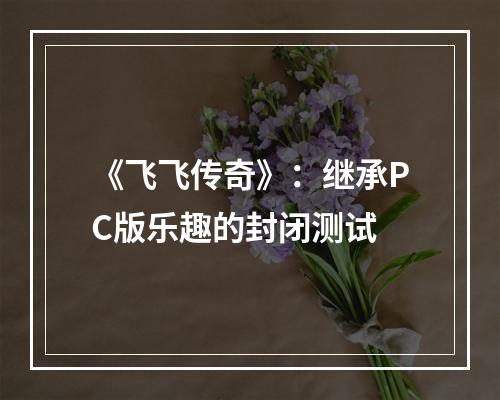 《飞飞传奇》：继承PC版乐趣的封闭测试