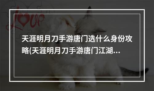 天涯明月刀手游唐门选什么身份攻略(天涯明月刀手游唐门江湖身份怎么选择)