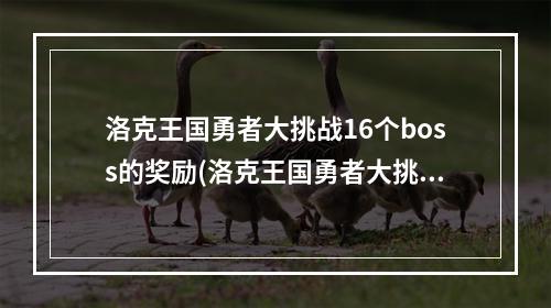 洛克王国勇者大挑战16个boss的奖励(洛克王国勇者大挑战攻略)