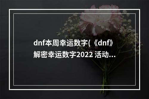 dnf本周幸运数字(《dnf》解密幸运数字2022 活动玩法介绍 )