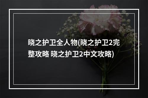 晓之护卫全人物(晓之护卫2完整攻略 晓之护卫2中文攻略)