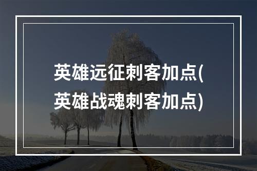 英雄远征刺客加点(英雄战魂刺客加点)