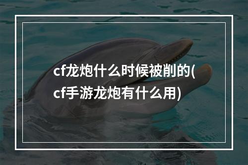 cf龙炮什么时候被削的(cf手游龙炮有什么用)