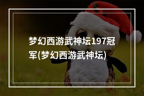 梦幻西游武神坛197冠军(梦幻西游武神坛)