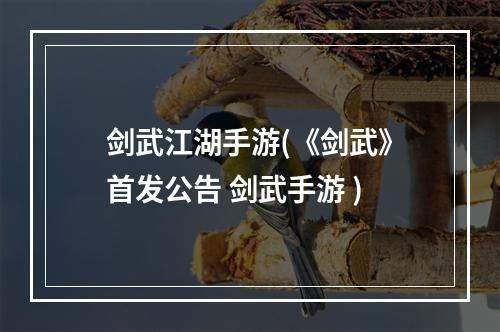 剑武江湖手游(《剑武》首发公告 剑武手游 )