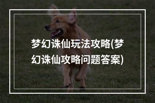 梦幻诛仙玩法攻略(梦幻诛仙攻略问题答案)