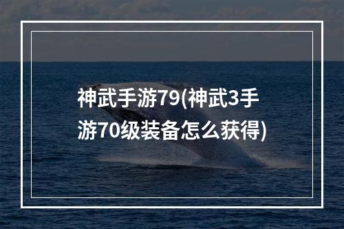 神武手游79(神武3手游70级装备怎么获得)