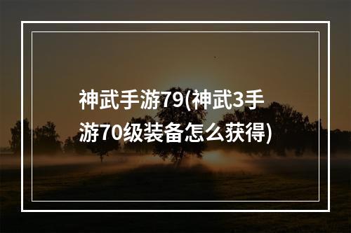 神武手游79(神武3手游70级装备怎么获得)