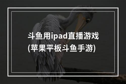 斗鱼用ipad直播游戏(苹果平板斗鱼手游)