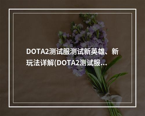 DOTA2测试服测试新英雄、新玩法详解(DOTA2测试服入口攻略)