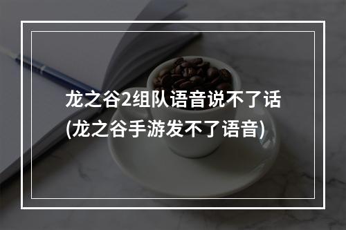 龙之谷2组队语音说不了话(龙之谷手游发不了语音)