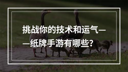 挑战你的技术和运气——纸牌手游有哪些？