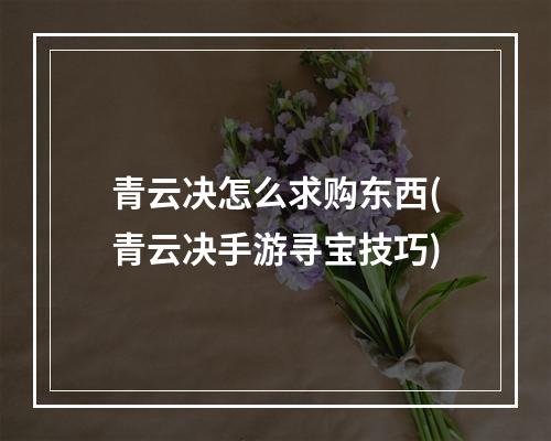 青云决怎么求购东西(青云决手游寻宝技巧)