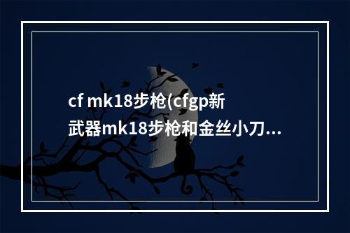 cf mk18步枪(cfgp新武器mk18步枪和金丝小刀图文介绍)