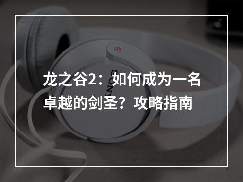 龙之谷2：如何成为一名卓越的剑圣？攻略指南