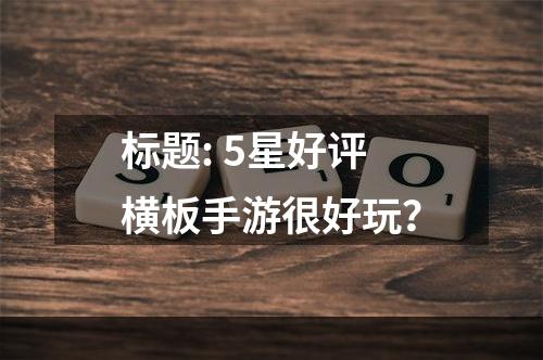 标题: 5星好评横板手游很好玩？