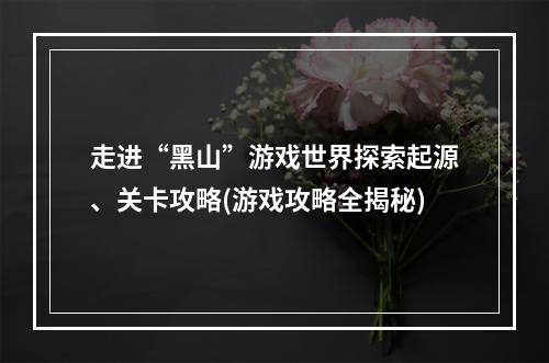 走进“黑山”游戏世界探索起源、关卡攻略(游戏攻略全揭秘)