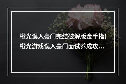 橙光误入豪门完结破解版金手指(橙光游戏误入豪门面试养成攻略)