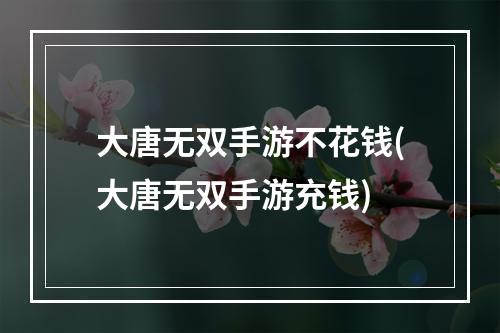 大唐无双手游不花钱(大唐无双手游充钱)