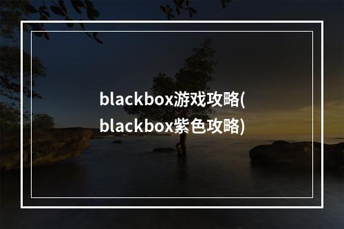 blackbox游戏攻略(blackbox紫色攻略)