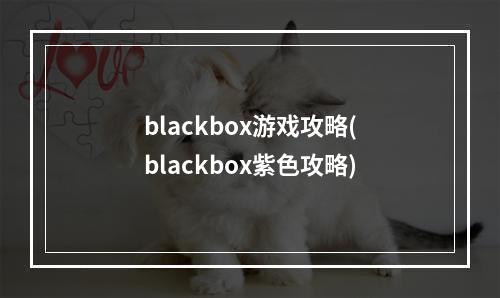 blackbox游戏攻略(blackbox紫色攻略)