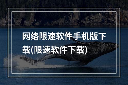 网络限速软件手机版下载(限速软件下载)