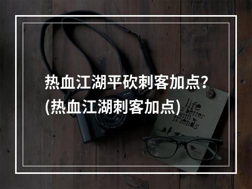 热血江湖平砍刺客加点？(热血江湖刺客加点)