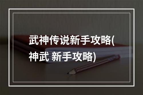 武神传说新手攻略(神武 新手攻略)