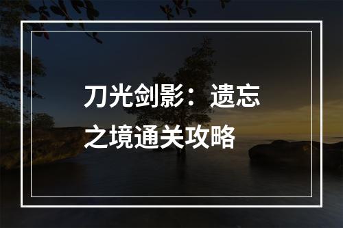 刀光剑影：遗忘之境通关攻略