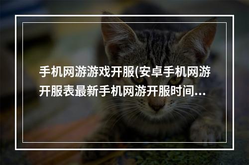 手机网游游戏开服(安卓手机网游开服表最新手机网游开服时间表)