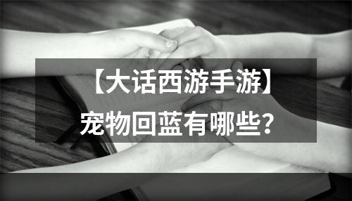 【大话西游手游】宠物回蓝有哪些？