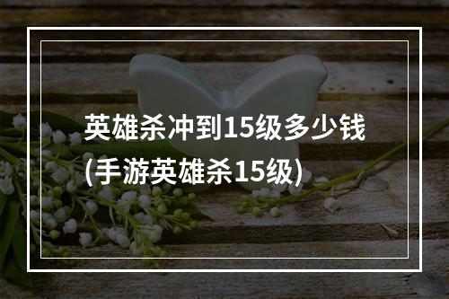 英雄杀冲到15级多少钱(手游英雄杀15级)